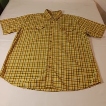 Carhartt S204 SUY Men&#39;s Cotton Yellow Plaid Button-Down Collar Shirt Sz 2XL Tall - £16.58 GBP