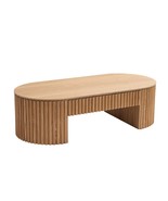 Oval Wood Coffee Table Mid-Century Modern with Drawer - Living Room OAK - €466,52 EUR
