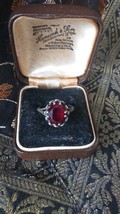 Antique Vintage Victorian 1860-s Ruby Sterling Silver Ring Size UK K.5 ,... - £83.47 GBP