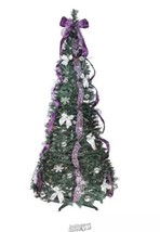 Rich Pacific 4.5&#39; Pop-Up Pre-Lit/Pre-Decorated Lights Christmas Tree Purple - £55.96 GBP