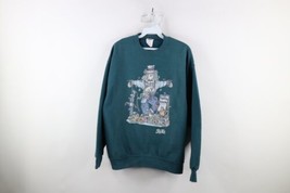 Vintage 90s Womens Large Faded Spell Out Pepsi Cola Scarecrow Sweatshirt Teal - £38.91 GBP