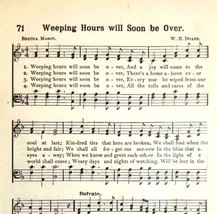 1894 Sheet Music Weeping Hours Will Soon Be Over Victorian Hymns 7.75x5&quot; - $14.49