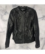 Kenneth Cole Reaction  Faux Leather  Jacket Womens Size Large Black - $530.18 MXN