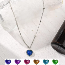 Elegant Color Changing Temperature Mood Heart Pendant Necklace - £6.16 GBP