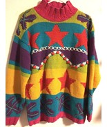 The Limited Hand Knit Sweater 1990&#39;s Multi Color Ramie/Cotton Women SZ P... - £37.52 GBP