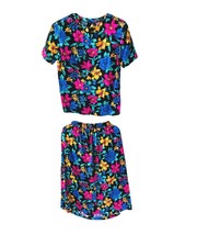 Vintage Norton McNaughton Petites Women&#39;s Skirt Blouse Set Size 8 Floral... - £29.41 GBP
