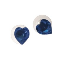 Austrian Crystal Royal Blue Heart Earrings Studs 90s Love Ocean Color Vintage  - £13.22 GBP