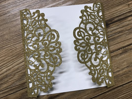 50pcs Glitter Laser Cut Wedding Cards,Laser Cut Invitation Cards,Wedding Invite - £49.82 GBP