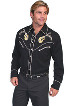 Men&#39;s Western Guitar Shirt Long Sleeve Rockabilly Country Cowboy Embroid... - $91.50