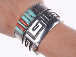 Preston Monongye (Hopi) (1927-1987) Tufa Cast Silver turquoise and coral cobbles - £5,812.28 GBP