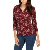 Charter Club Womens M Carriage Red Combo Paisley Button Up Blouse Top NW... - $29.39