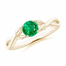 ANGARA Nature Inspired Emerald Crossover Ring with Leaf Motifs - £896.98 GBP