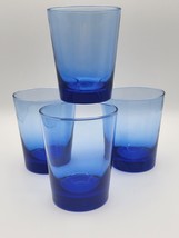 Set of FOUR LIBBEY LOWBALL GLASSES Cobalt Blue Fade 4.5&quot; TALL No Damage ... - $24.75