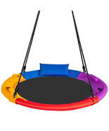 40 inch Saucer Tree Outdoor Round Platform Swing with Pillow and Handle-... - £70.81 GBP