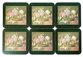 Pimpernel Flower Basket Set of 6Coasters W/Corked Back 4.25&quot; x 4.25&quot; England Vtg - $21.49