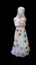 Vintage 2000 SIGNED SHELLEY FENTON Opalescent HP Glass GIRL with TEDDY BEAR - $74.25
