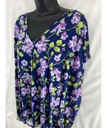 LuLaRoe Alice Womens Blouse Top Size 2XL Multicolor Scoop Neck Floral NWT - $38.96 CAD