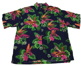 Vintage Hawaiian Shirt 100% Rayon Mens Sz M Med Old Cars Surf Boards Tropical - £14.15 GBP