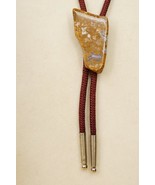 Vintage Southwestern Jewelry Agate Slice Gemstone Slab Brown Cord BOLO Tie - £26.20 GBP