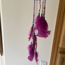 Purple and Pink Hoop Handmade Dream Catcher Feathers Hanging Dreamcatcher Decor - £9.38 GBP