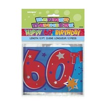 12ft Foil Happy 60th Birthday Banner  - $5.00