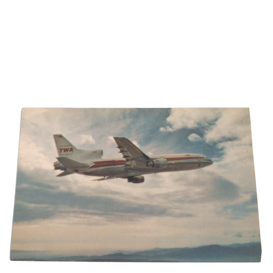 Postcard TWA L-1011 In Flight with TWA Trans World Airlines Chrome Unposted - $4.15
