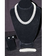 Old Vintage Shofel Jewelry Faux Pearl Necklace Bracelet &amp; Pierced Earrin... - £19.54 GBP