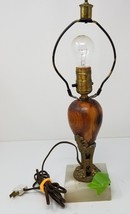 Bedroom Lamp Walnut Brass Tassels Quartz Art Deco Imperfect - £22.71 GBP