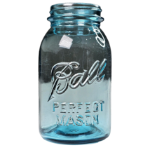 vintage quart blue glass ball perfect mason jar no lid # 6 on the bottom... - £19.67 GBP