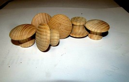 10 PIECES NEW UNFINISHED ASH 1 1/4&quot; ROUND WOOD CABINET KNOBS / PULLS KK - £11.64 GBP