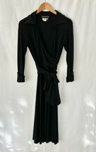 DONNA MORGAN Black Wrap Dress Size 6 Collared Faux Wrap Classy Fall Career - $19.99