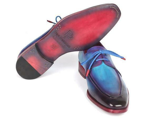 Paul Parkman Mens Shoes Derby Turquoise Purple Leather Apron Handmade 23SX84 Item image 4