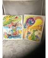 2 Vintage 1975 Playschool Frame-Tray Puzzles &quot;Going Swimming&quot; - £6.06 GBP