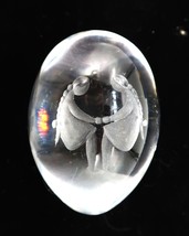Vintage Clear Crystal Paperweight Egg Etched Zodiac Gemini Art Glass - $24.99