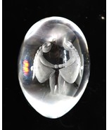 Vintage Clear Crystal Paperweight Egg Etched Zodiac Gemini Art Glass - $24.99