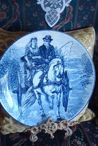 Flow-Blue Decorative Wall Platter,Couple in a Carriage, Gorgeous Blue[2r] - £43.16 GBP