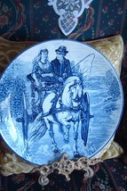 Flow-Blue Decorative Wall Platter,Couple in a Carriage, Gorgeous Blue[2r] - $54.87