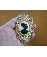 CA20-35-1 RARE African American LADY black + white flower oval CAMEO Pin... - €30,90 EUR