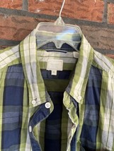 Haggar Plaid Button Down Shirt XL Long Sleeve Blue Green Dress Casual To... - £6.53 GBP