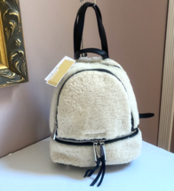 New Michael Kors Rhea Backpack White/Natural Shearling Leather Zip B2H - £116.58 GBP