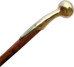 Wooden Walking Stick Vintage Antique Designer Stick with Brass Handle Br... - £30.15 GBP