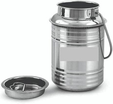 Stainless Steel Milk Storage Container Milk Pot Ghee Can Oil Pot Silver 5 Litre - £35.63 GBP