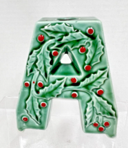 Vintage XMAS Blocks Christmas Candle Holder Thames JAPAN Holly Letter A ... - $14.85