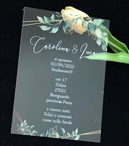 Custom 10pcs Custom Acrylic Wedding Invitation,Green Leaves Acrylic Invi... - $594.05 MXN