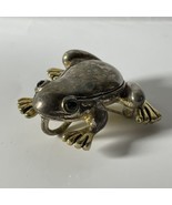 VINTAGE Two Tone FROG with Black Stone Eyes BROOCH PIN 28.2 Grams - £33.36 GBP