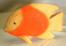 Wooden Orange Yellow Tropical Fish Nautical Ocean Decor - $16.82
