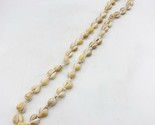 Vintage Cowrie Shell Lei White Cream Beige Necklace 30&quot; Long - $14.99