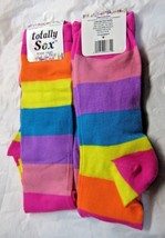 1 Pair Rainbow Colored Crew Socks Size 9-11 by totally Sox - £5.58 GBP