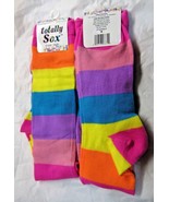 1 Pair Rainbow Colored Crew Socks Size 9-11 by totally Sox - £5.49 GBP