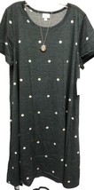 NWT LuLaRoe 2XL Green &amp; White Polka Dot Soft Knit Carly Swing Dress - $41.57